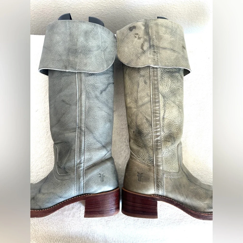 FRYE low heel Over‎ the Knee Tall Campus Boots RARE Blue size 7